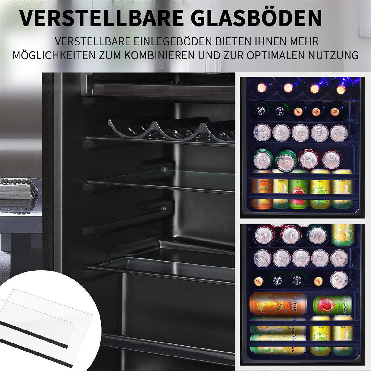 MINIKÜHLSCHRANK 76L LED Energieeffizient - Schwarz, Metall (40/71.6/43.5cm) - Kaket