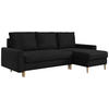 ECKSOFA Lang Velvet Schwarz - Schwarz/Braun, Holz/Textil (220/140cm) - MKS
