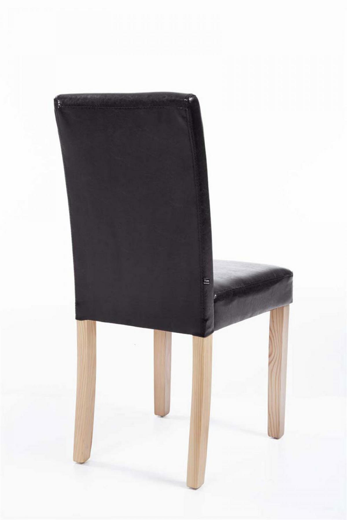 STUHL Lederlook braun - Eukalyptusholzfarben/Braun, Holz/Textil (41/91/47cm) - CLP