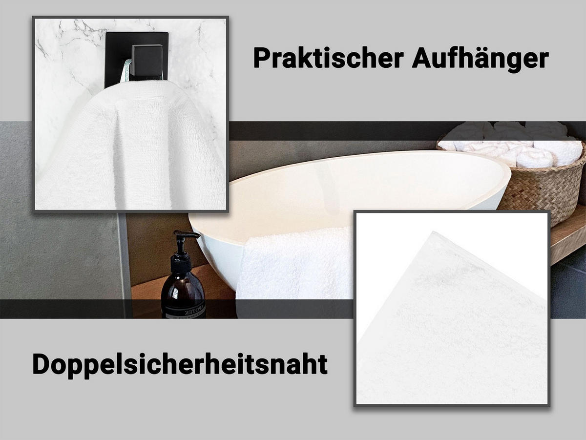 GÄSTETÜCHER, 10er-Set, 30x50 cm, 100% Baumwolle, Weiß - Weiß, Textil (30/50cm) - Zollner