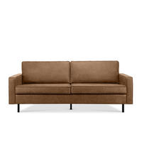 3-SITZER-SOFA INVIA Klassische-Stil mit Armlehnen, Lederoptik-Stoff, braun - Schwarz/Braun, Textil (209/87/98cm) - KONSIMO®