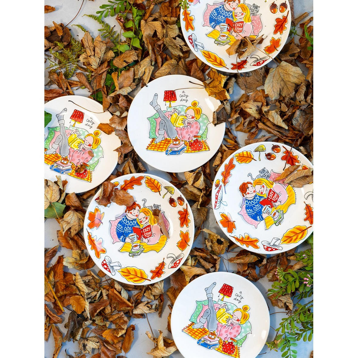 TIEFER TELLER Gemütliche Geschichte in Bunt - 23cm - Multicolor, Keramik (24/24/4.3cm) - Blond Amsterdam