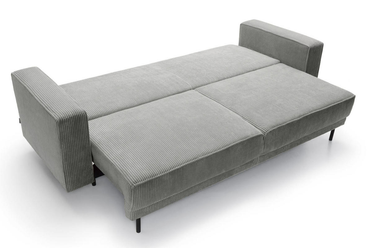 SCHLAFSOFA Rodario Grau Cordbezug - Schwarz/Grau, Textil/Metall (236/95/97cm) - Selsey