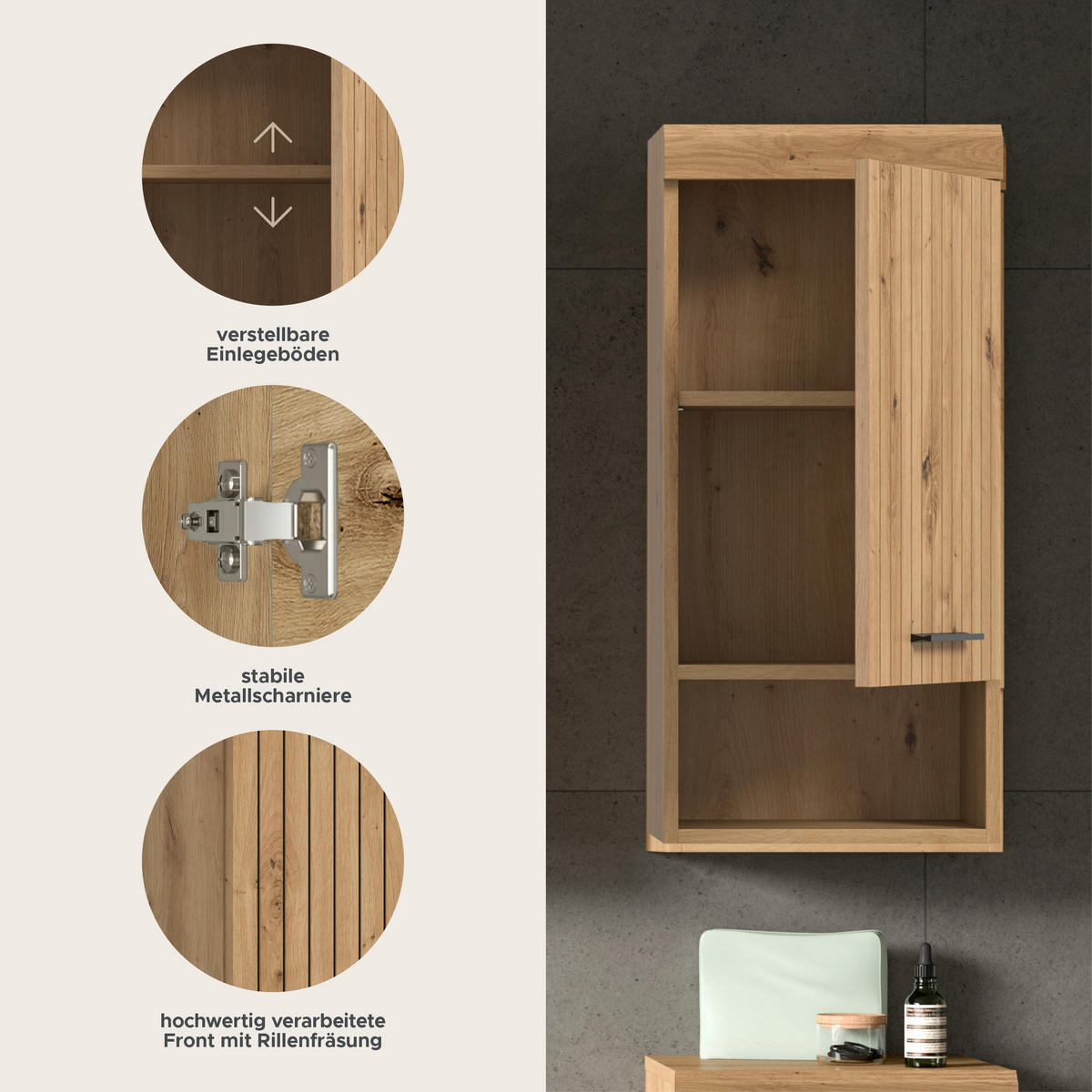 HÄNGESCHRANK SCOUT (B/H/T: ca. 37/79/24 cm) in Artisan Eiche Nachbildung/Artisan Eiche Nachbildung - Eiche Artisan, Holz (37/79/24cm)