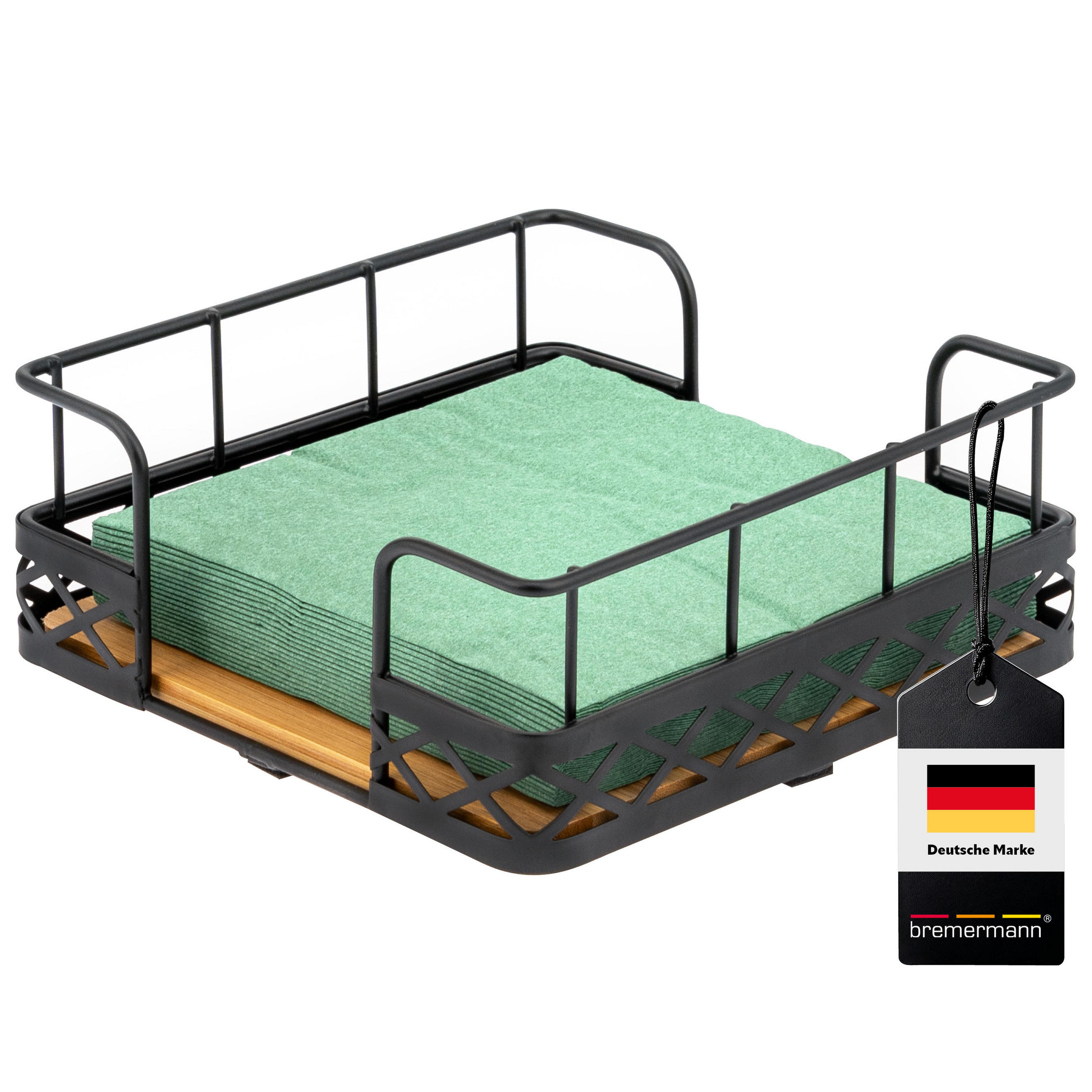 SERVIETTENHALTER, schwarz - Schwarz, Metall (19/19cm) - bremermann