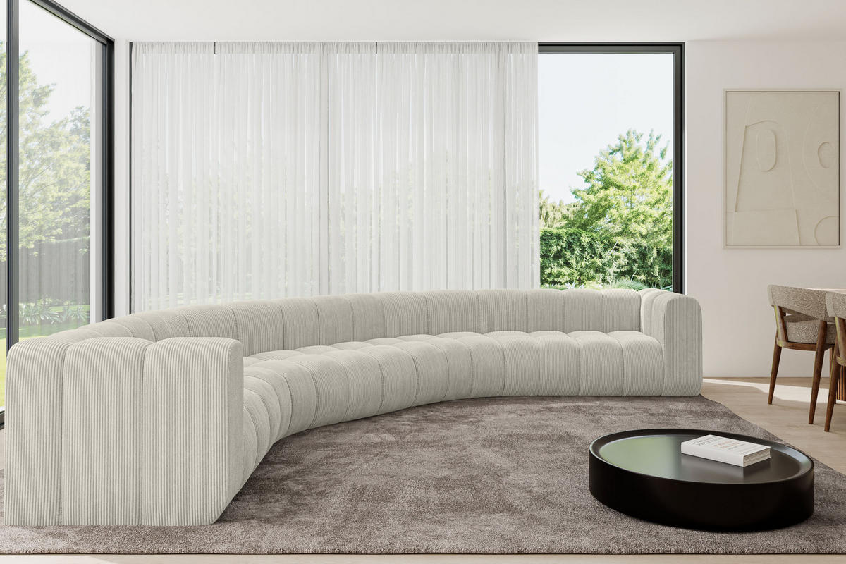 WOHNLANDSCHAFT modulares Sofa Lazro-U1 - 373x373x70 cm Hellgrau - Hellgrau, Holzwerkstoff/Textil (373/70/373cm) - ALTDECOR