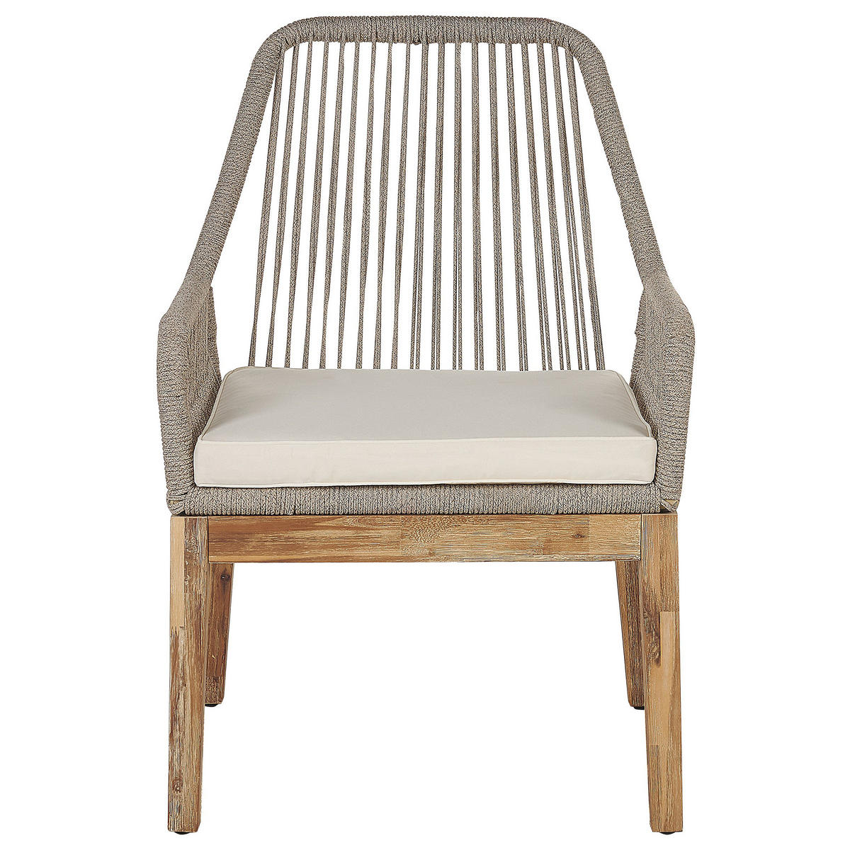 GARTENMÖBEL SET 6-Sitzer Faserzement 200/100 cm weiß/beige Olbia - Hellbraun/Beige, Stein - Beliani