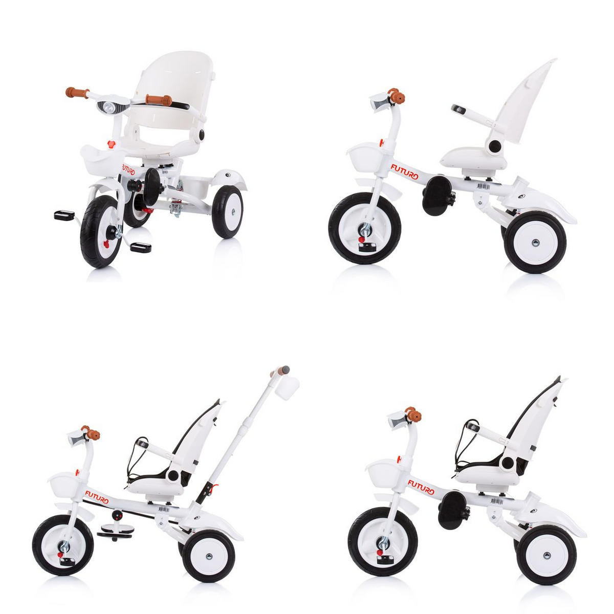 DREIRAD Futuro 2 in 1 faltbar bunt Becherhalter, Musik, Licht, Gummiräder - Multicolor, Metall (90/50/95cm) - Chipolino