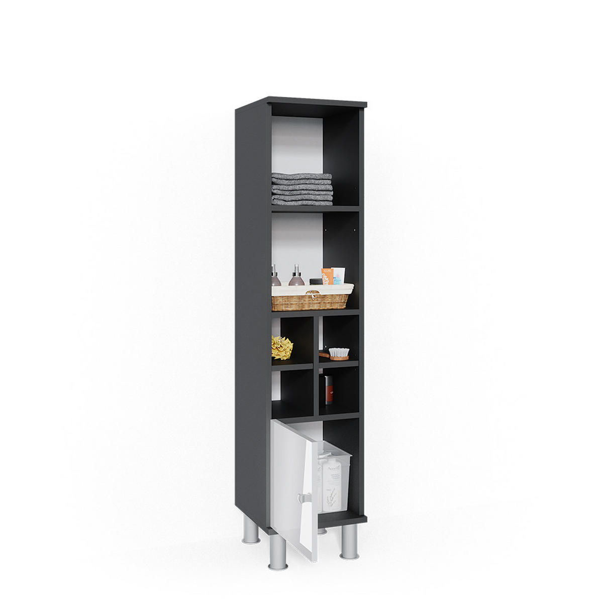 MIDISCHRANK Fynn Weiß Hochglanz 30 x 130.6 cm kleine Tür - Weiß Hochglanz, Holzwerkstoff (30/130.6/30cm) - Vicco