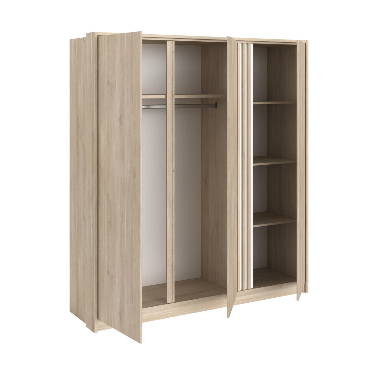 KLEIDERSCHRANK Escale 6 in Japanischer Eiche von Parisot - Braun, Holzwerkstoff (80/200/120cm)