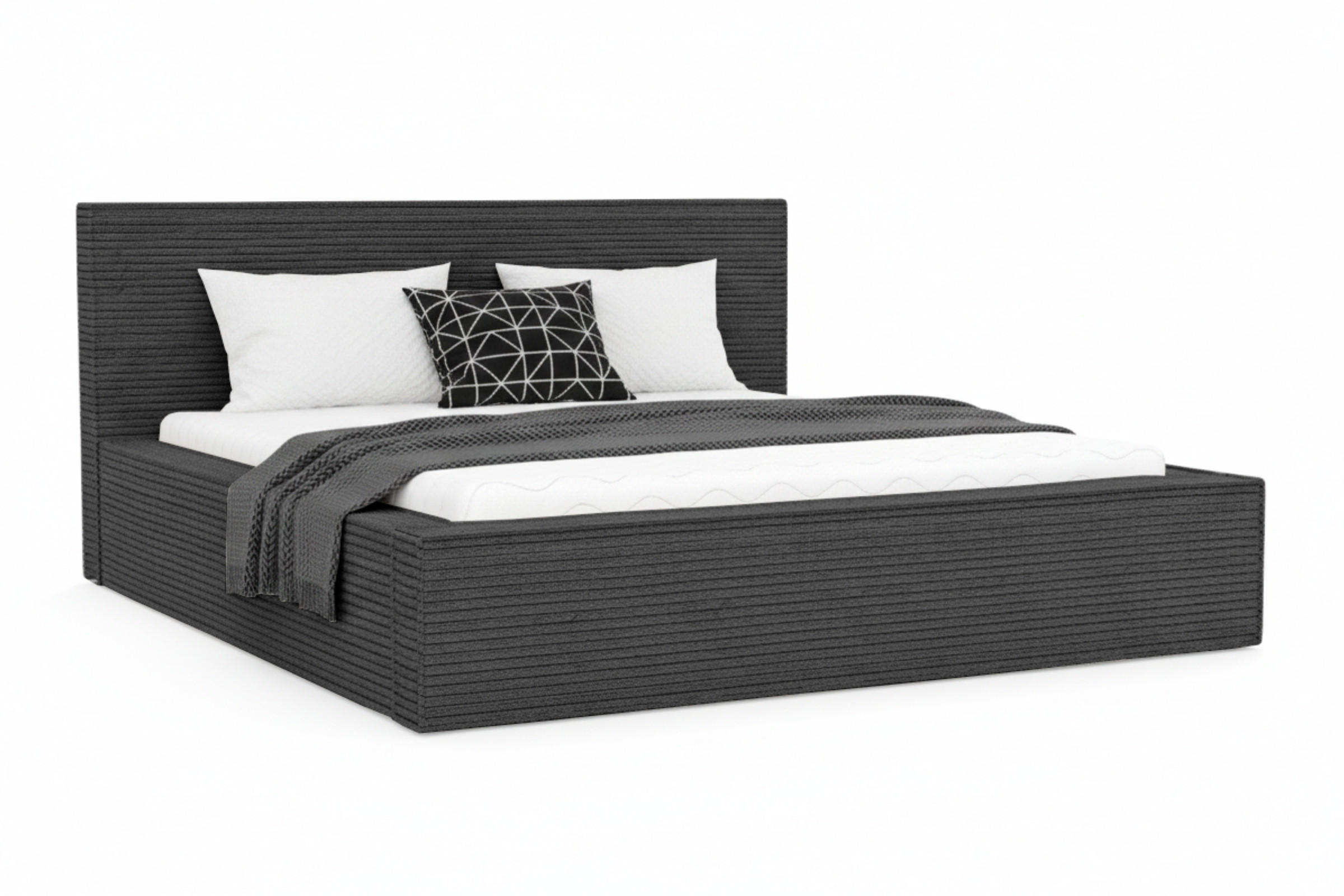 POLSTERBETT CORDI 180/200 in Cord Anthrazit - Anthrazit, Holz/Holzwerkstoff (180/200cm) - Deine Möbel 24