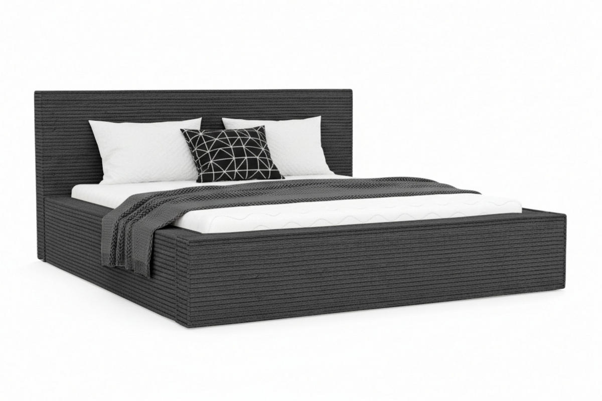 POLSTERBETT CORDI 160/200 in Cord Anthrazit - Anthrazit, Holz/Holzwerkstoff (160/200cm) - Deine Möbel 24