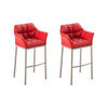 BARHOCKER 2er Set Lederlook rot - Edelstahlfarben/Rot, Textil/Metall (64/110/48cm) - CLP