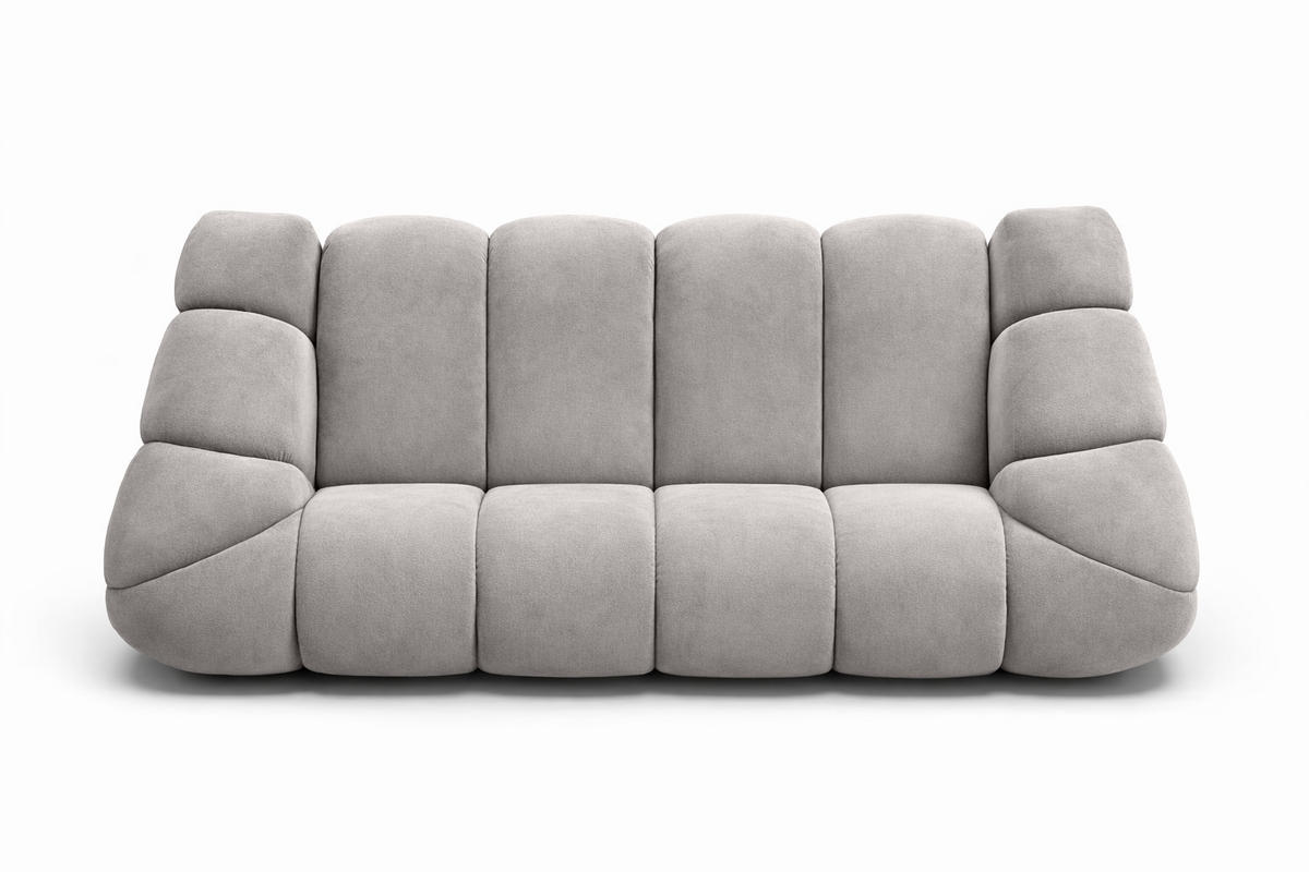 SOFA 3-Sitzer modular, Veloursstoff Bluvel, Grau, CROISSANT - Grau, Holz (240/72/115cm) - Kaiser Möbel