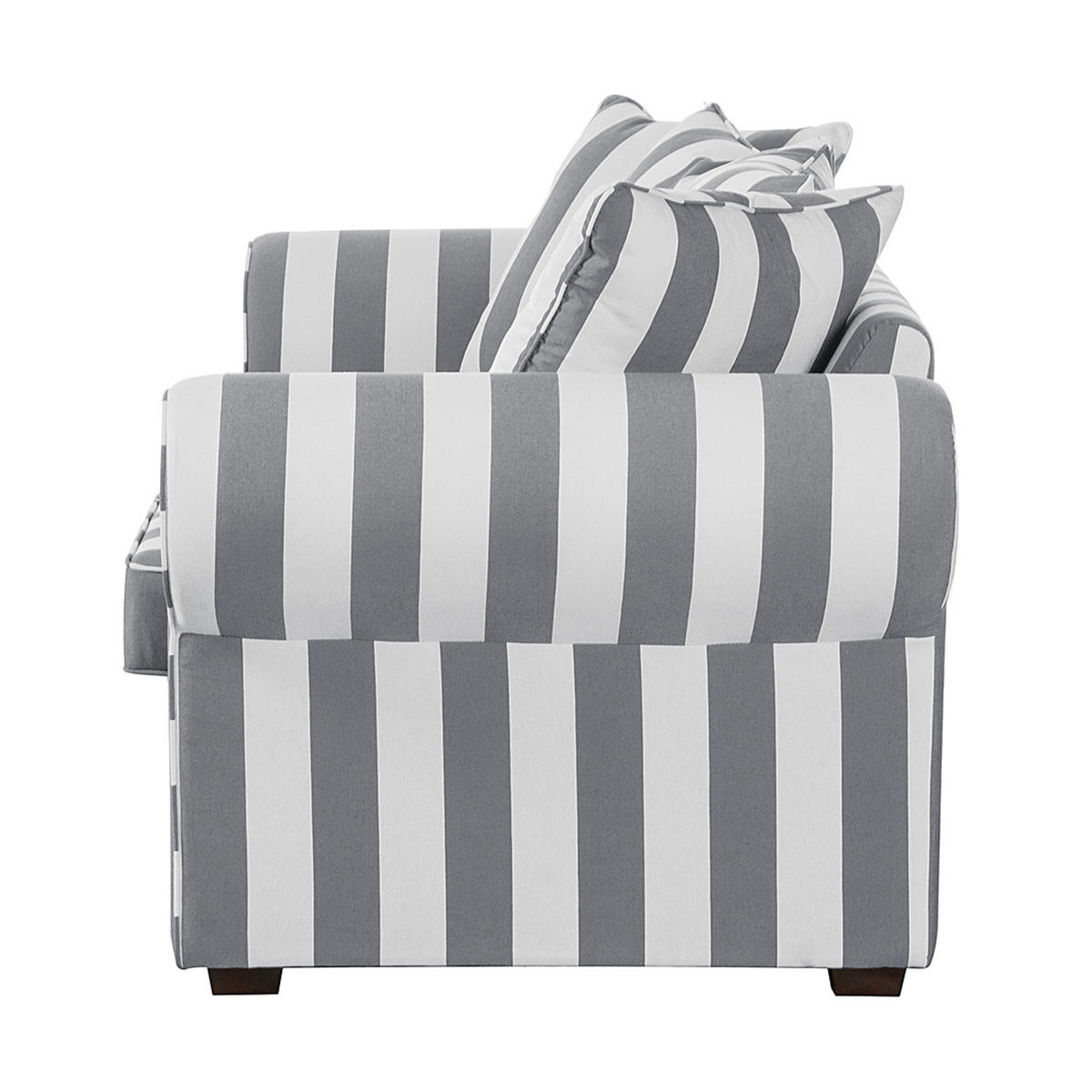 3-SITZER SOFA - Webstoff - Grau gestreift - Grau, Textil (217/88/88cm) - home24