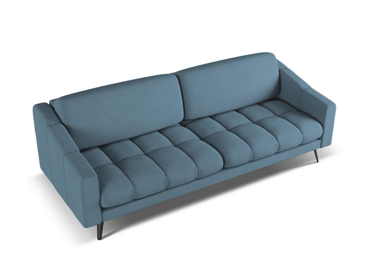 4-SITZER-SOFA Chenille Stoff Blau - Blau/Blaugrau, Textil/Metall (238/80/95cm) - Makamii