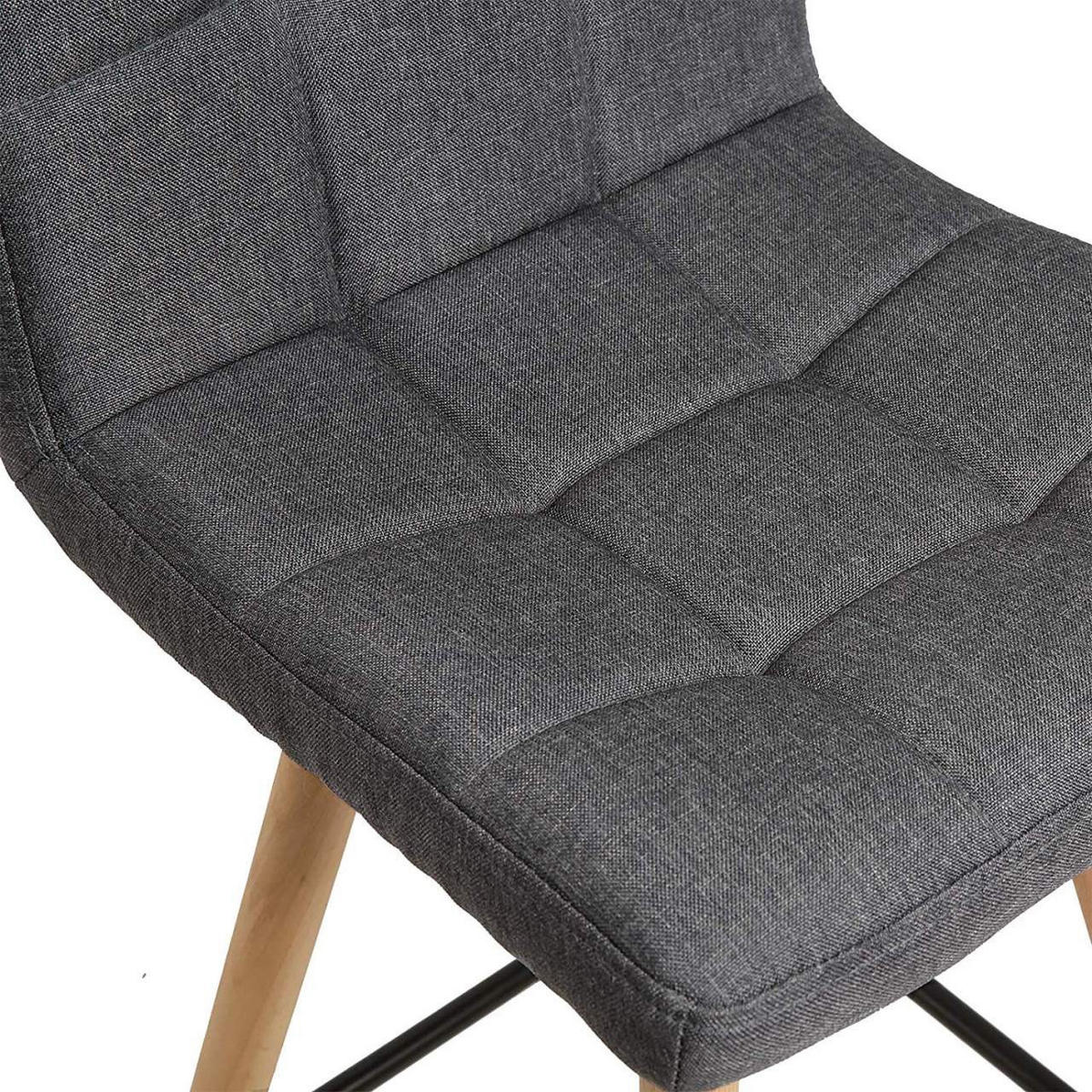 BARHOCKER 2er Set, Massivholz, Leinen, Dunkelgrau - Dunkelgrau/Naturfarben, Holz/Textil (46/96/46cm) - Woltu