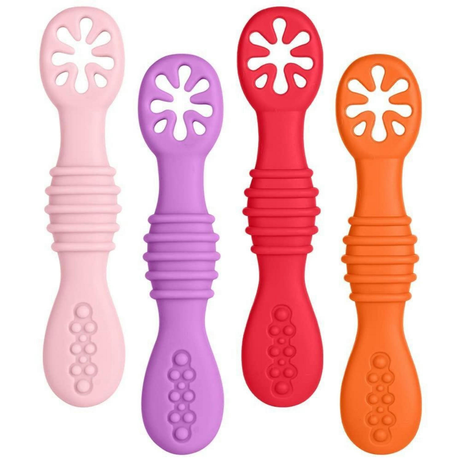 BABY Lernlöffel 4-teiliges Set Silikon Mehrfarbig - Multicolor, Kunststoff