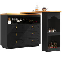 BARTISCH, MDF ausziehbar & drehbar mit Stauraum, 137-203/39/90 cm, Schwarz - Schwarz, Holzwerkstoff (39/90/137cm) - Redom