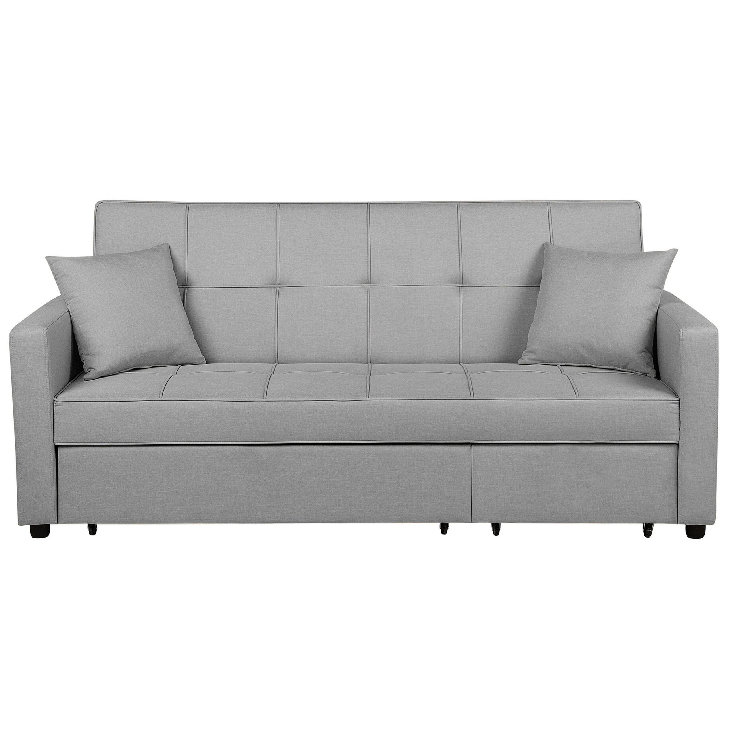 3-SITZER-SCHLAFSOFA Polyester Grau Glomma - Hellgrau, Textil (207/95/87cm) - Beliani