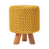 STRICK-HOCKER senfgelb, Dreibein 32/32/42 cm - Currygelb, Textil (32/42/32cm) - Homescapes