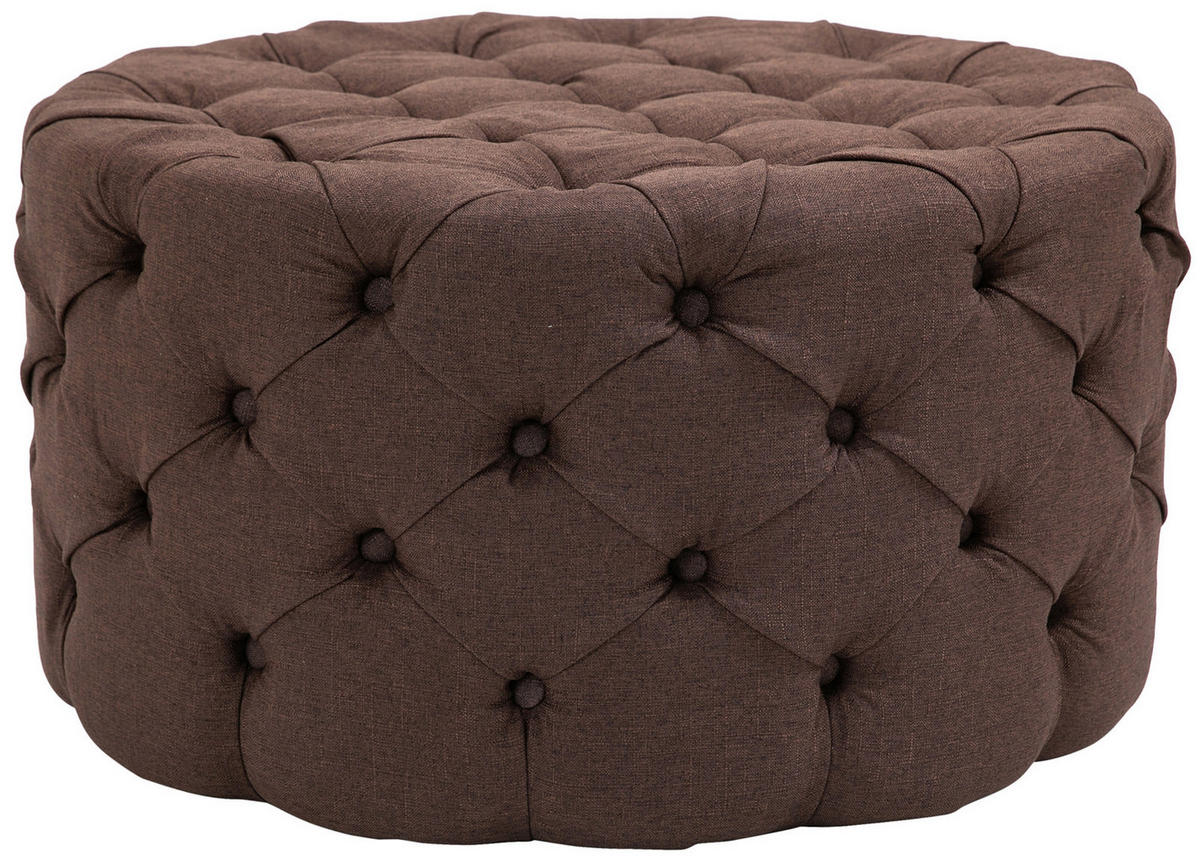 SITZWÜRFEL rund Stoff braun - Eukalyptusholzfarben/Braun, Holz/Textil (72/40/72cm) - CLP