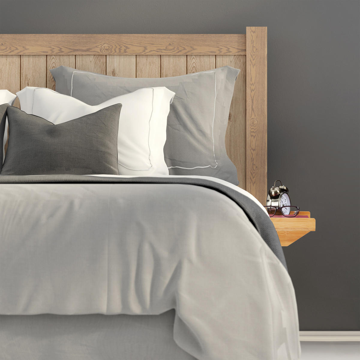 BETTABLAGE - Hellbraun, Holz/Metall (33/9.5/24cm) - Relaxdays