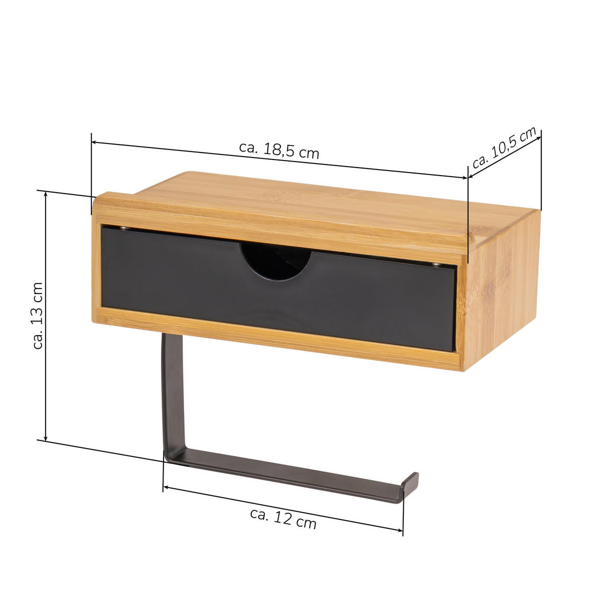 TOILETTENPAPIERHALTER, Bambus/Metall schwarz - Schwarz, Holz (18.5/13/10.5cm) - eluno