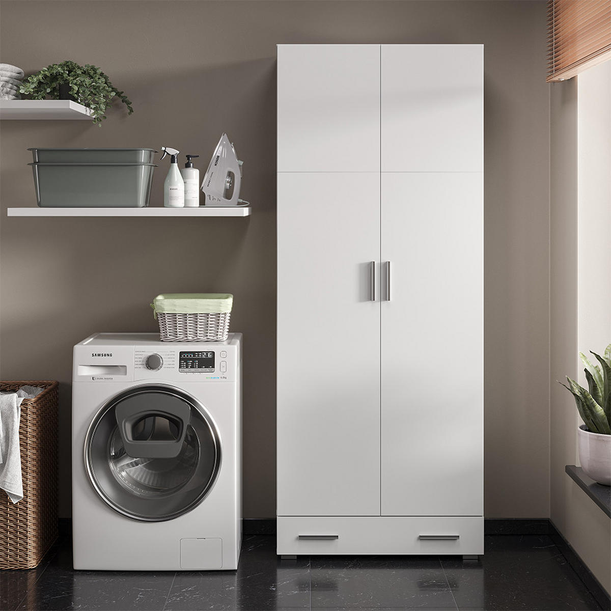 AKTENSCHRANK Ingo Weiß 80 x 182.4 cm mit Schublade - Weiß, Holzwerkstoff (80/182.4/37cm) - Vicco