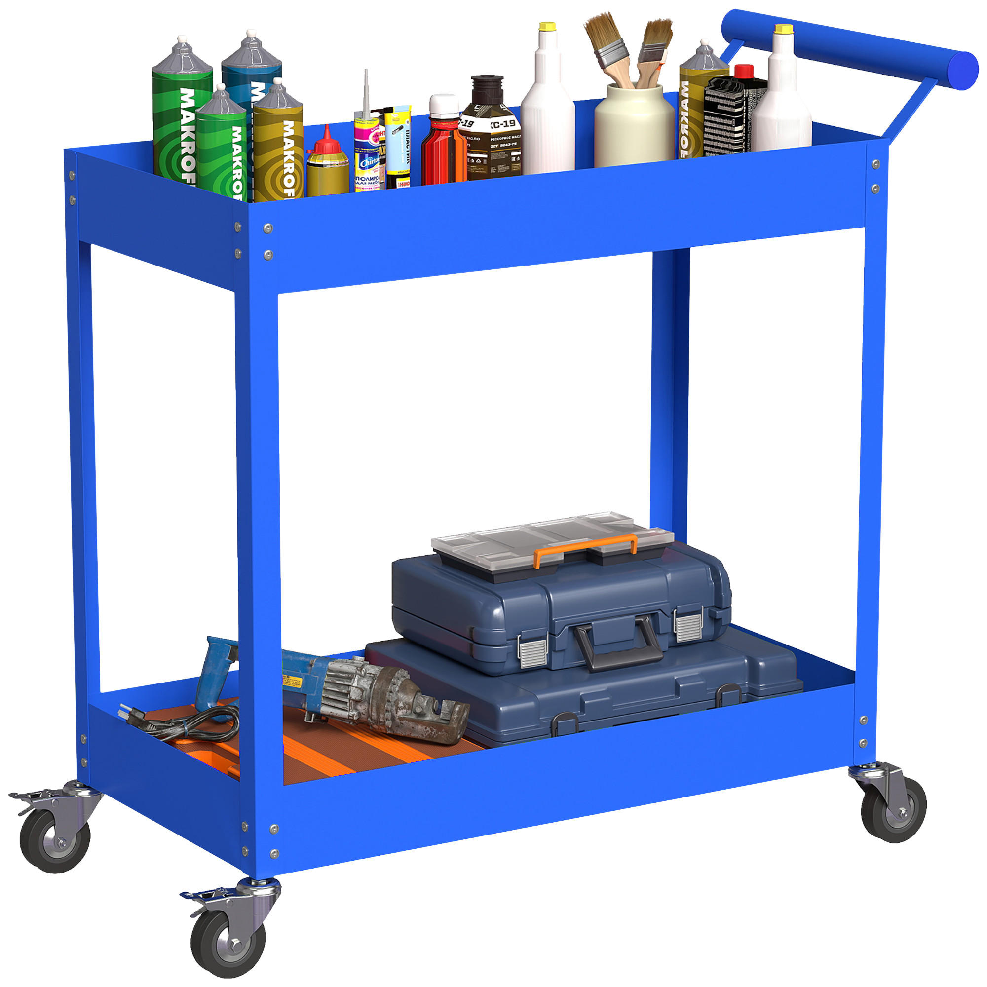 WERKSTATTWAGEN DE-18504 2-stufig, 150 kg Tragfähigkeit Blau - Blau, Metall (38/84/84.5cm) - ComfortXL