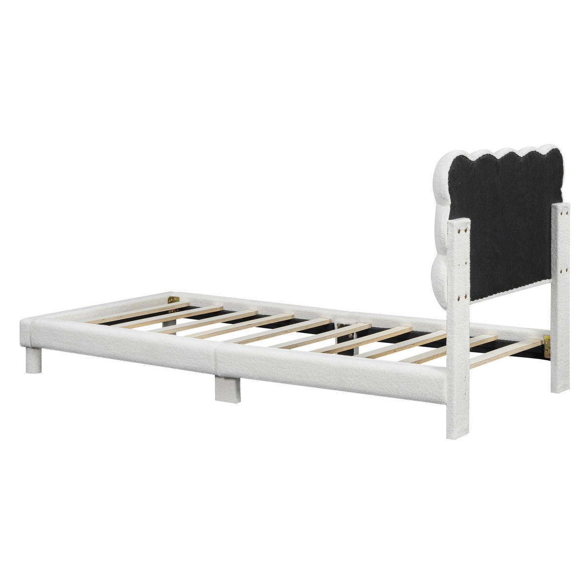 POLSTERBETT 90/200 cm mit 3-fach verstellbarem Kopfteil und Plüschbezug, Weiß - Weiß, Textil (90/200cm) - Redom