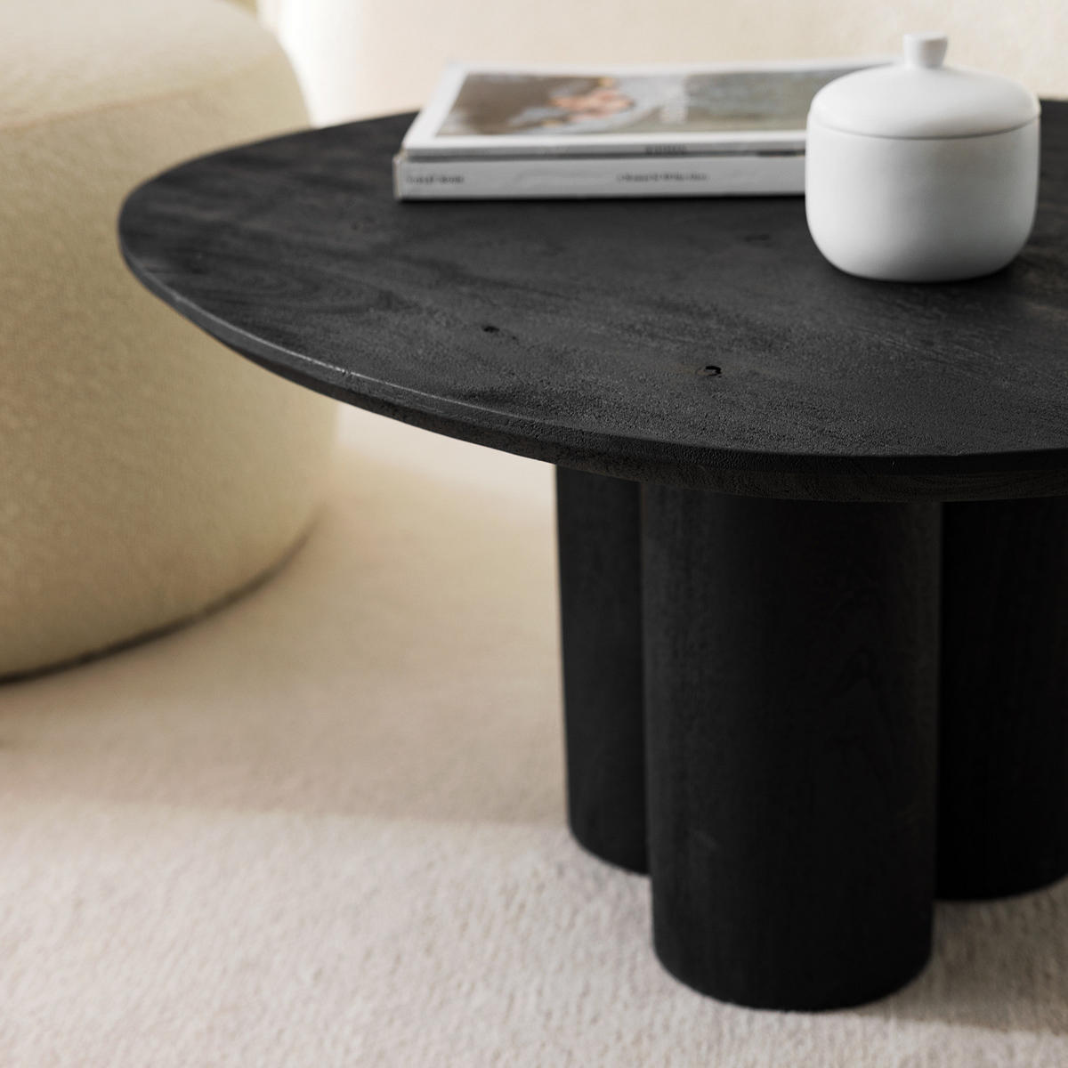 COUCHTISCH - Akazie massiv Schwarz - Schwarz/Akaziefarben, Holz (78/78/37cm) - home24