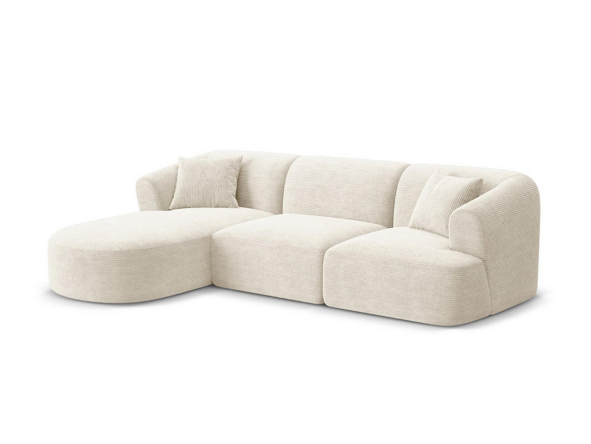 MODULARES-ECKSOFA links Campi aus Cord elfenbein 4 Sitzplätze - Ecru, Textil (156/256cm) - Cosmopolitan Design