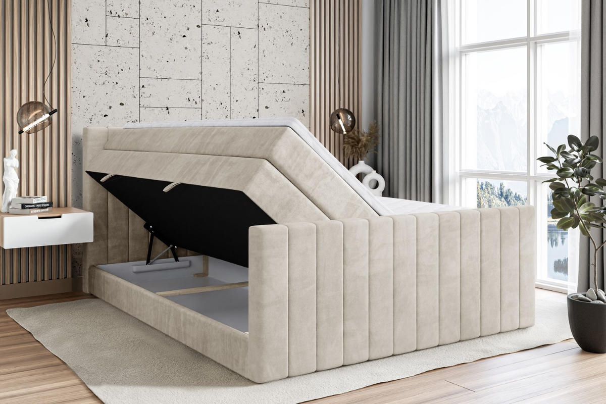 BOXSPRINGBETT EDITA-Z KING - 180x200 - H3/H4 - Creme - Creme, Holzwerkstoff (180/200cm) - ALTDECOR