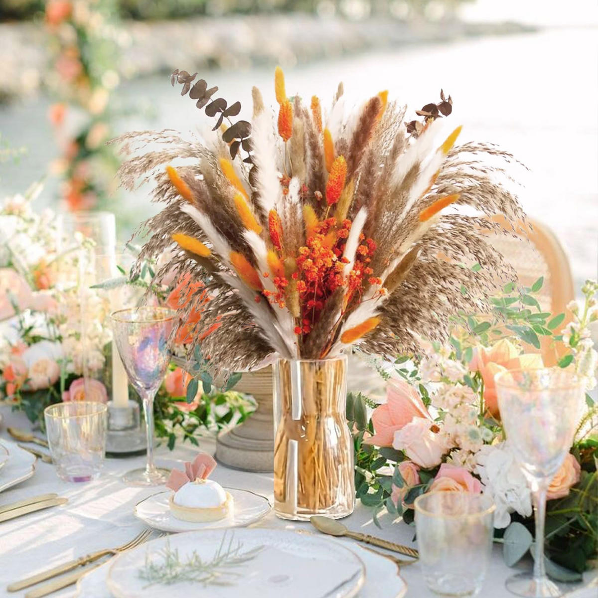 TROCKENBLUME Deko Blumenstrauß 60 Stück - Multicolor, Naturmaterialien (7cm) - Kaket