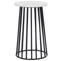 BEISTELLTISCH Marmor weiß/schwarz rund 36 cm Taree - Schwarz/Weiß, Stein (36/36/58cm) - Beliani