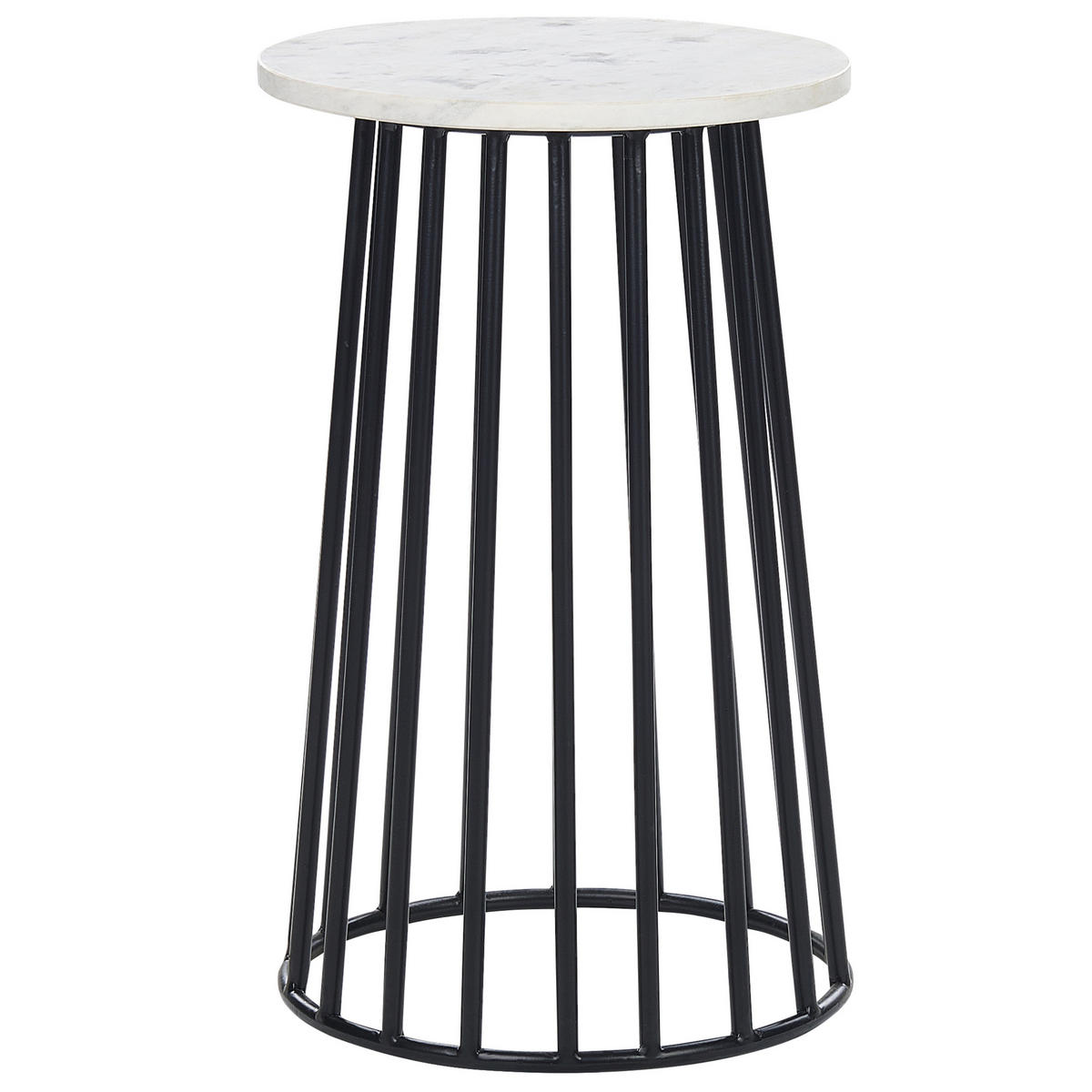 BEISTELLTISCH Marmor weiß/schwarz rund 36 cm Taree - Schwarz/Weiß, Stein (36/36/58cm) - Beliani