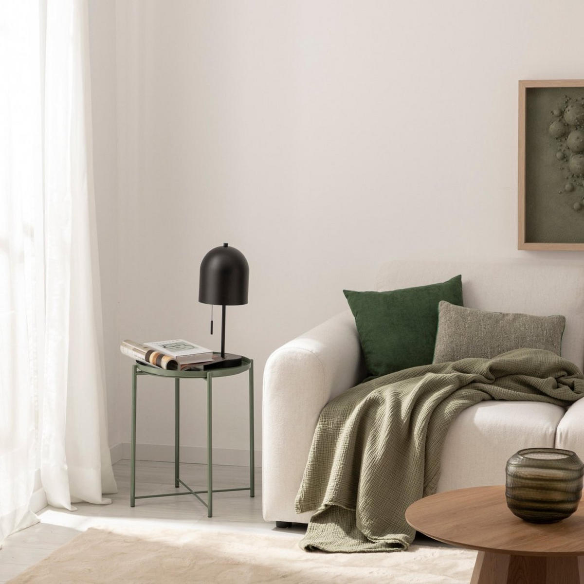 BEISTELLTISCH Maika Grün 42 cm x 52 cm - Grün, Metall (42/42/52cm)