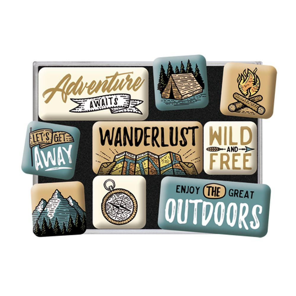 MAGNETSET 9-teilig Outdoor & Activities Outdoor Adventure - Multicolor, Metall (9/7/2cm) - Nostalgic-Art