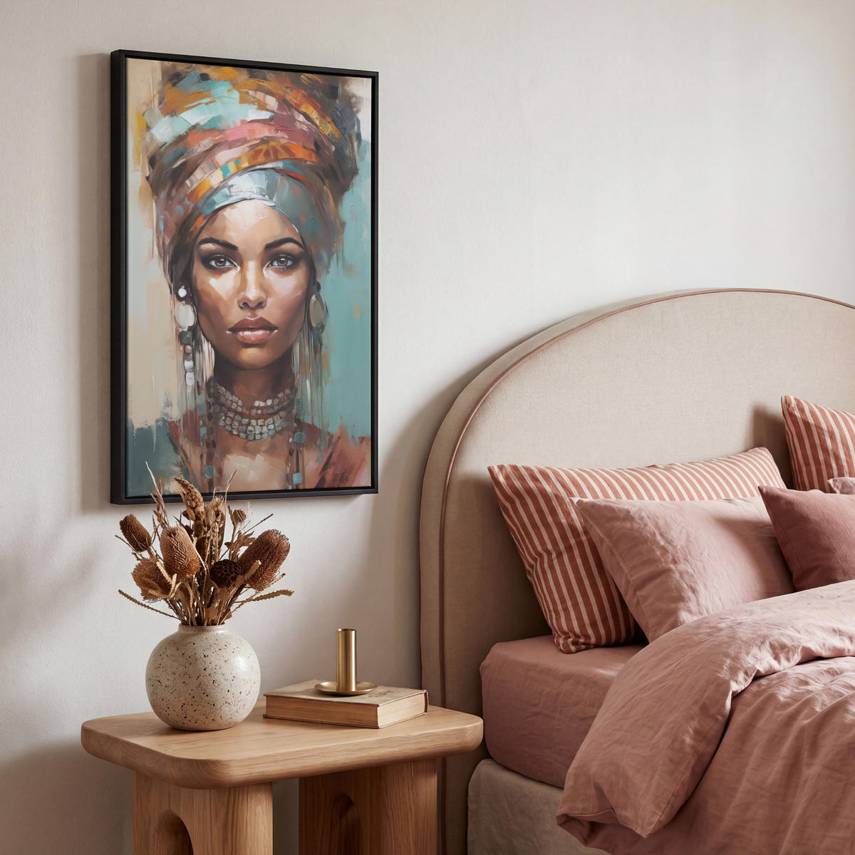 LEINWAND Bilder mit Rahmen - Frau - Kunst - Schmuck - Porträt - 40x60 - Blaugrau, Textil (40/60cm) - MuchoWow