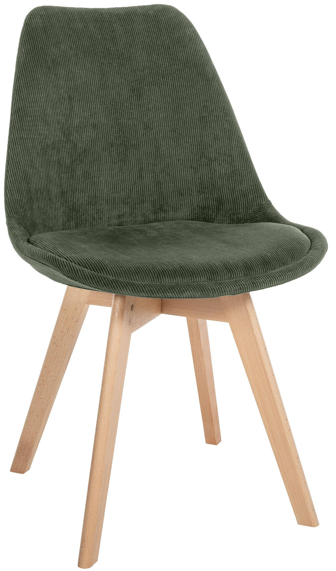 STUHL Cord Grün - Eukalyptusholzfarben/Grün, Holz/Textil (49/83/50cm) - CLP