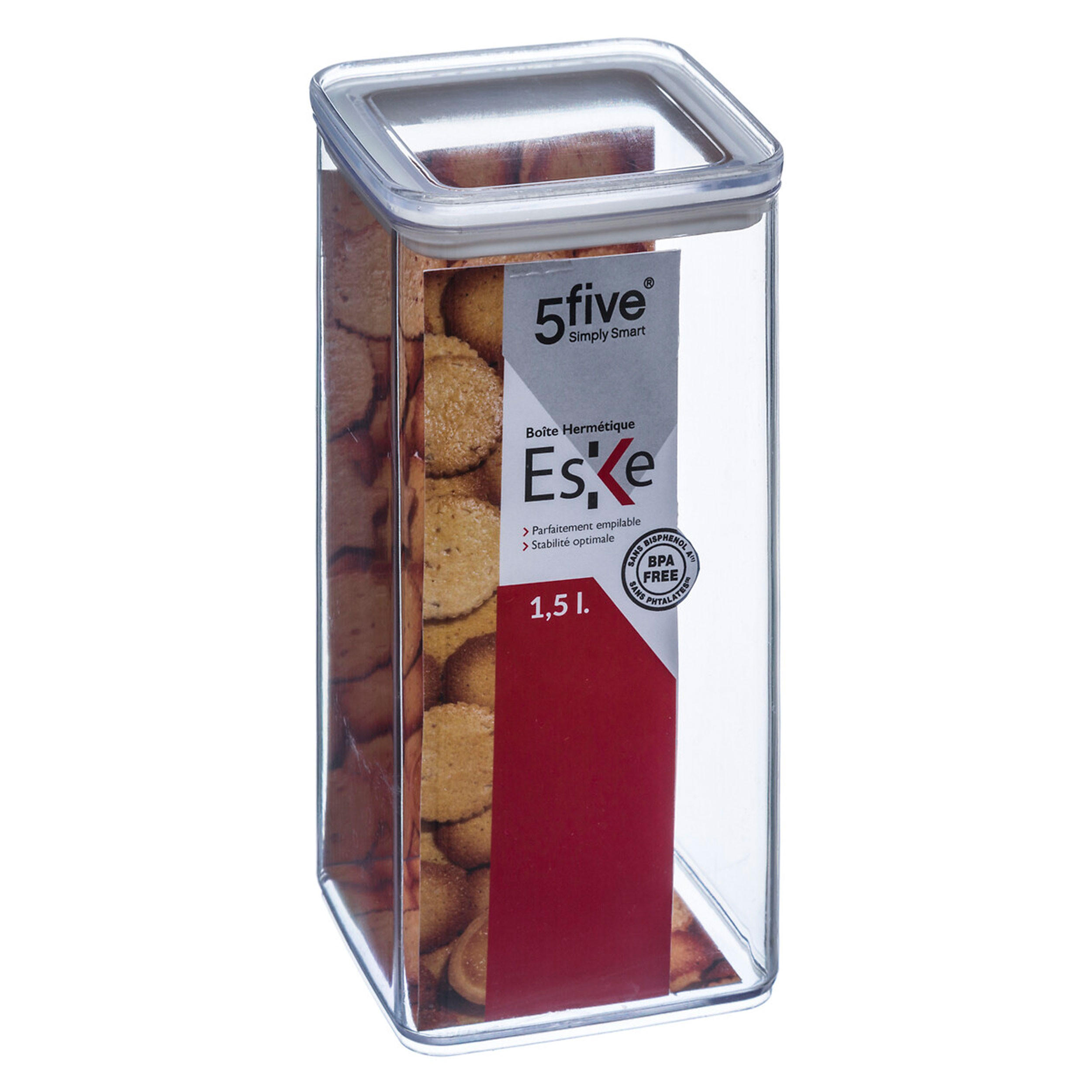 VORRATSDOSE, stapelbar Eske, PS-Kunststoff, Silikon, Transparent, 1.5 L - Transparent, Kunststoff (10.3/20.5/10.3cm) - 5five Simply Smart