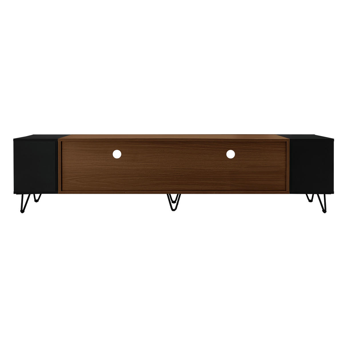 TV-ELEMENT Schwarz und Holzoptik 180/36/43 cm - Schwarz/Braun, Holz (36/43/180cm) - Urban Meuble