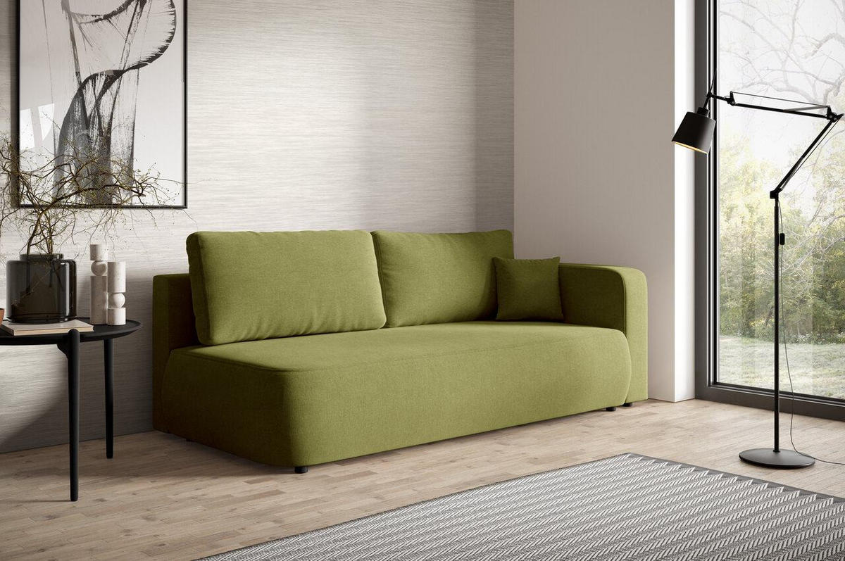SCHLAFSOFA mit Bettkasten Grün - Schwarz/Grün, Holz/Holzwerkstoff (228/82/106cm) - Furnisell