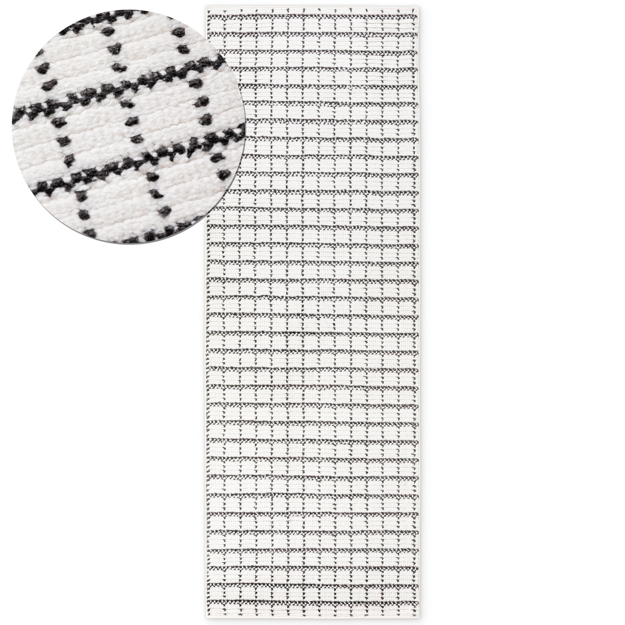 SOFT-TEPPICH Jacky Weiß-Anthrazit 80x220 cm - Weiß, Textil (80/220cm) - Tesso Living