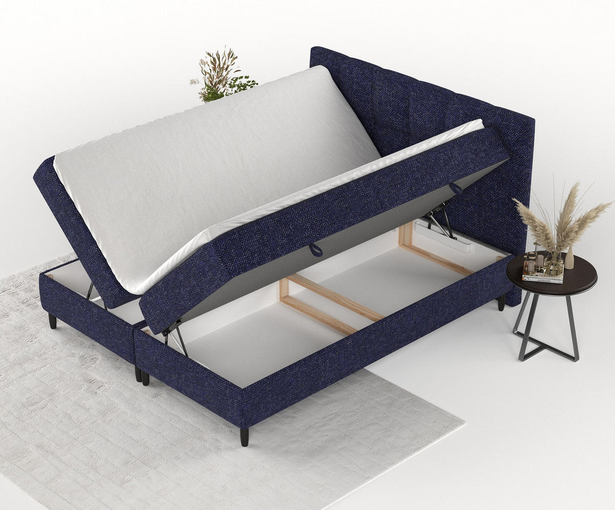 BOXBETT Arlette Marineblau 140/200 cm - Schwarz/Dunkelblau, Holz/Holzwerkstoff (140/200cm) - Maison de Reve