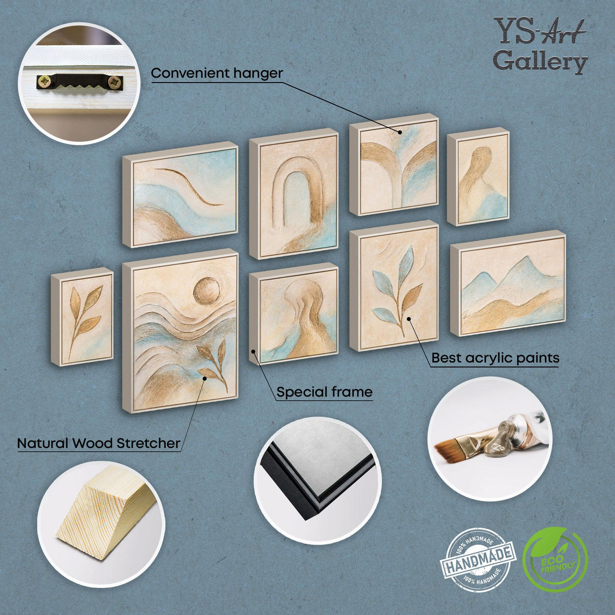 GEMÄLDE Sanftheit des Augenblicks Schattenfugenrahmen Beige 3-teilig - Beige, Holz (70/70cm) - YS-art gallery