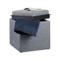 SITZHOCKER Dunkelgrau mit Stauraum 42x40,5 cm - Anthrazit, Holzwerkstoff/Textil (40.5/42/40.5cm) - Relaxdays