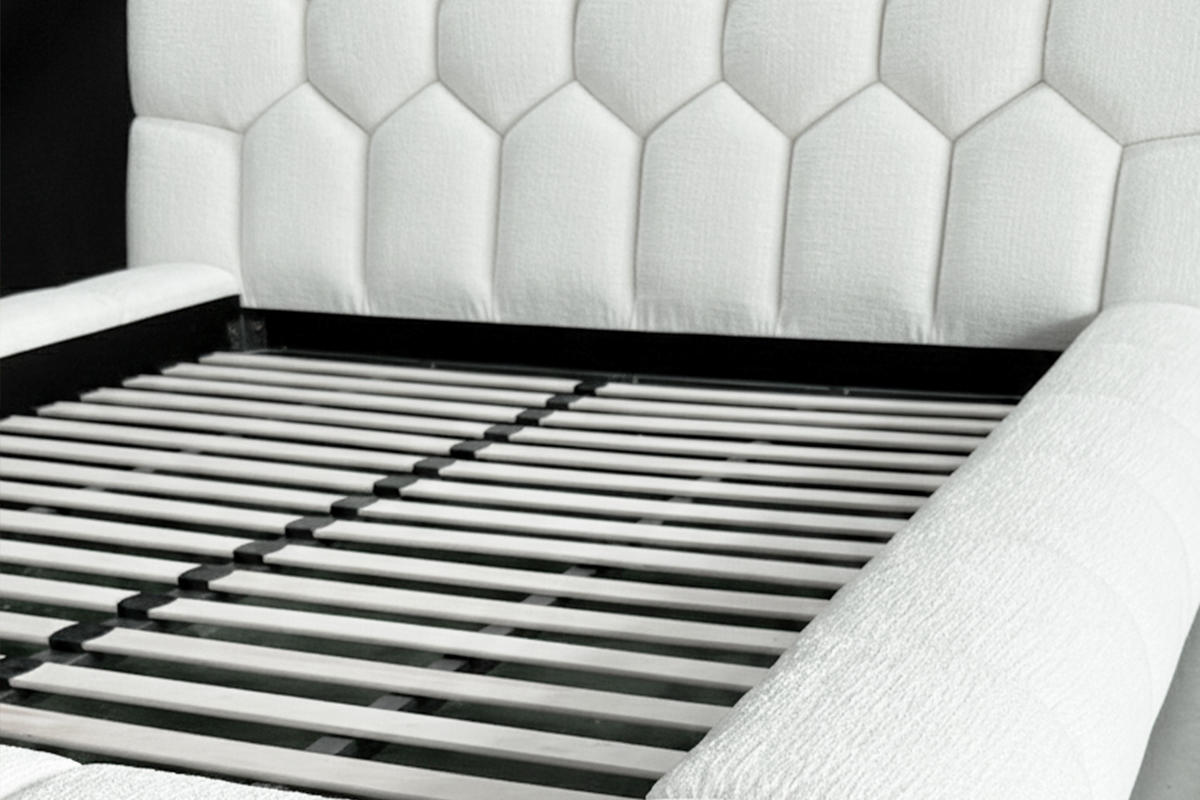 POLSTERBETT ATTICO Cremeweiß Bouclé - Creme, Textil (180/200cm) - KAWOLA