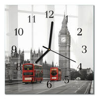 WANDUHR 30x30 cm - London - Rot, Glas (30/30/0.4cm) - TULUP